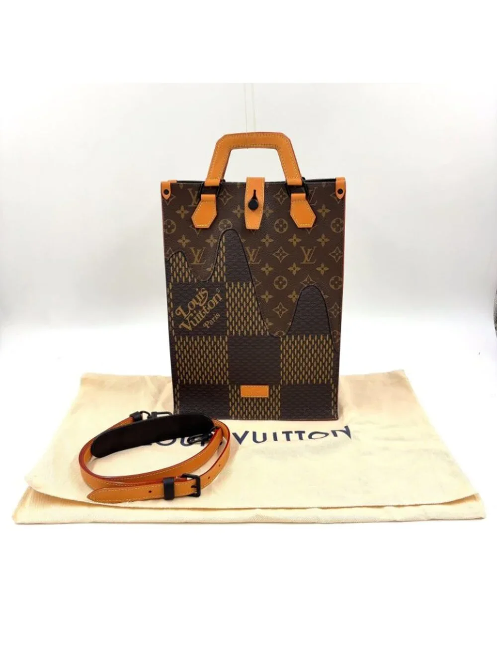 Louis Vuitton Mini Tote Damier Ebene Giant LV Squared Shoulder Bag Leather